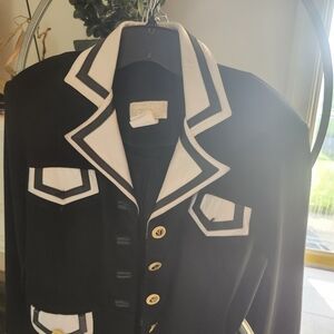 Cache Black and White Bomber Jacket with Bold Contrast